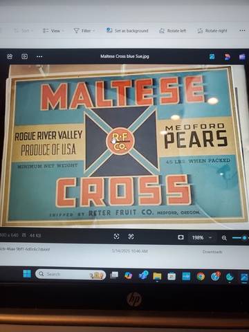 Maltese Cross Blue Blue Fruit Crate Label
