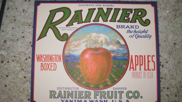 Rainier White 1 Bush Fruit Crate Label
