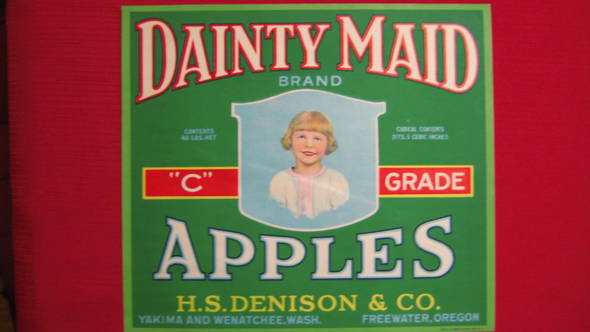 Dainty Maid Green Fruit Crate Label