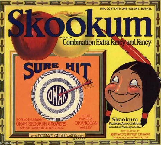 Skookum Sure Hit Fruit Crate Label