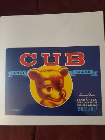Cub newer Fruit Crate Label