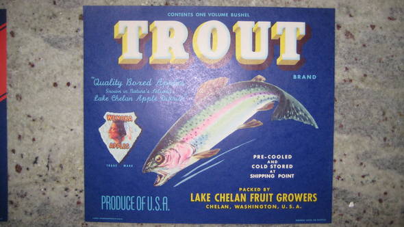 Trout Blue Fruit Crate Label