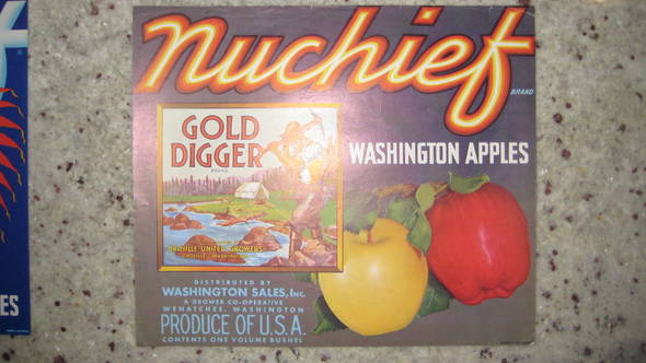 Nuchief Gold Digger Fruit Crate Label