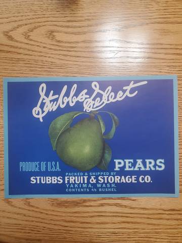 Stubbs Select last version Fruit Crate Label
