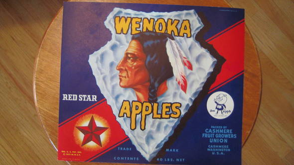Wenoka Red Star Fruit Crate Label