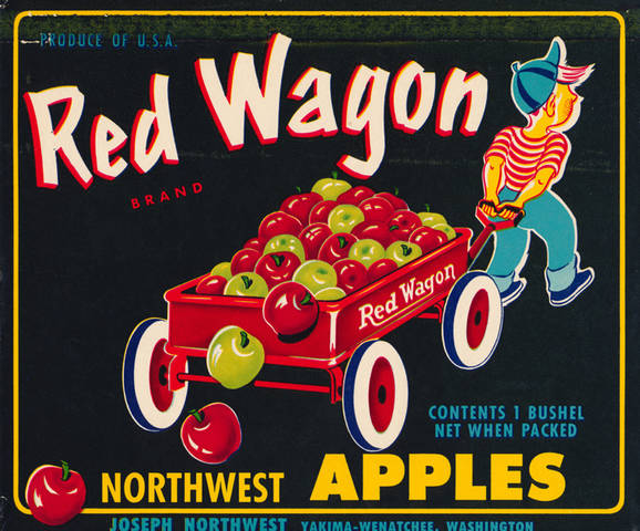 Red Wagon Fruit Crate Label