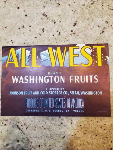 All West Blue Fruit Crate Label