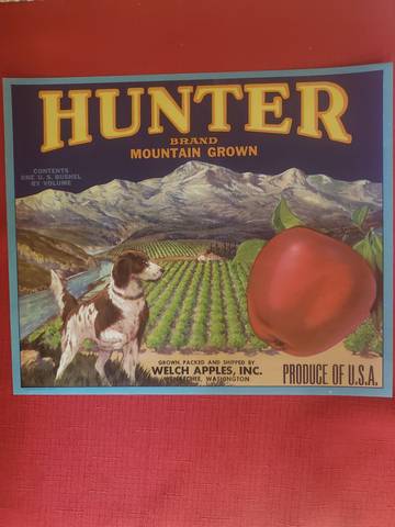 Hunter Blue Grown Fruit Crate Label