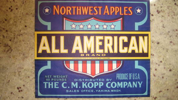 All American Net Weight 40 lbs Gray Fruit Crate Label
