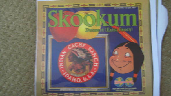 Skookum Indian Cache XF 40 LBS Fruit Crate Label