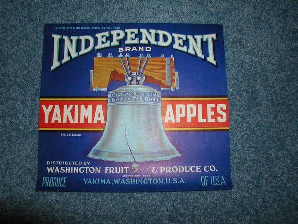 Independent Yakima blue Fruit Crate Label
