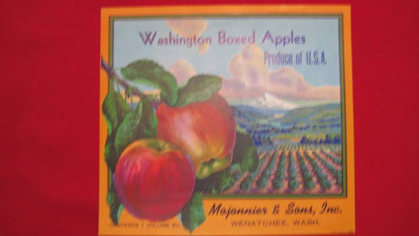 Washington Boxed Apples Fruit Crate Label