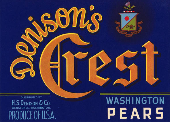 Denison's Crest Pear Fruit Crate Label