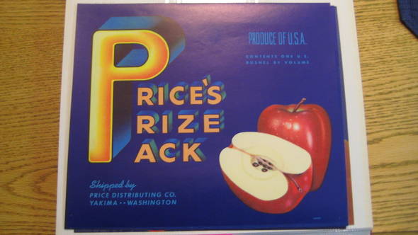 Price's Prize Pack Crocker Union Fruit Crate Label