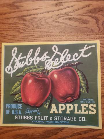 Stubbs Select green yellow Fruit Crate Label