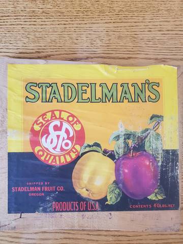 Stadelman's Oregon Yellow Fruit Crate Label
