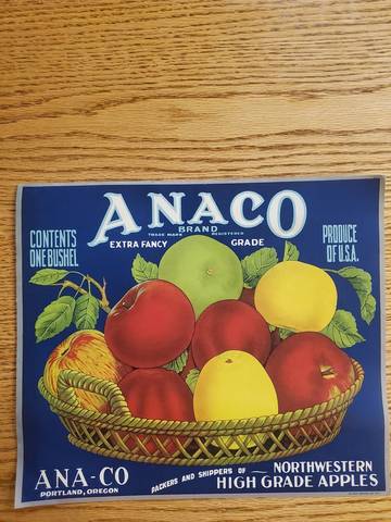 Anaco Portland Large Contents Fruit Crate Label