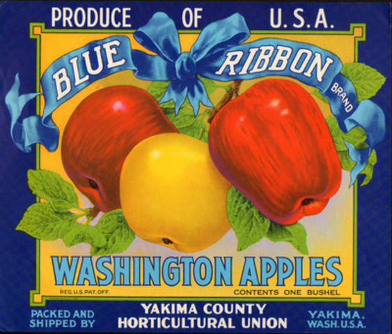 Blue Ribbon 1 bushel Fruit Crate Label
