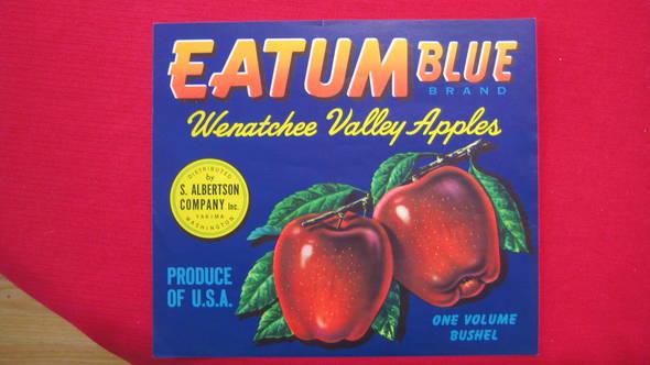 Eatum Blue Fruit Crate Label
