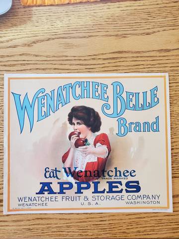 Wenatchee Belle Eat Wenatchee Apples Fruit Crate Label