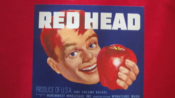 Red Head Fruit Crate Label