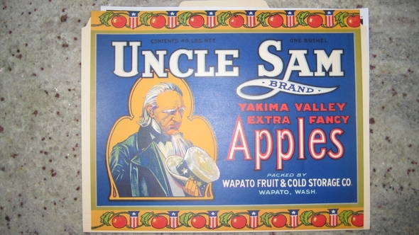 Uncle Sam blue black printing Fruit Crate Label