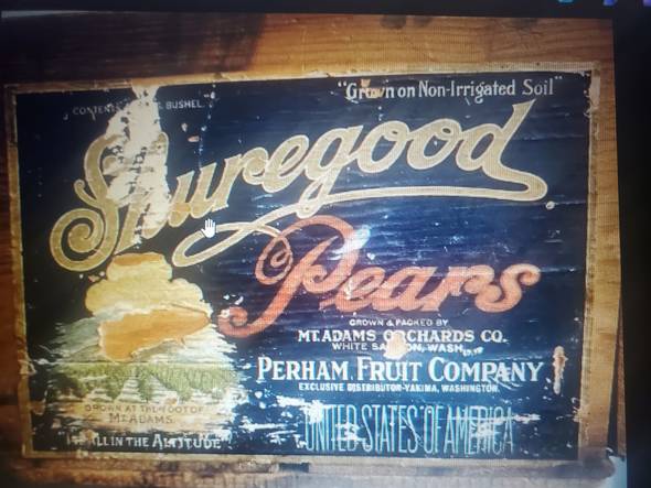 Shiregood Blue Border Perham Fruit Crate Label