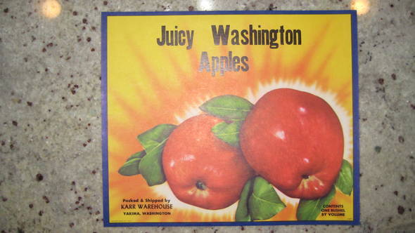 Juicy Washington Apples Fruit Crate Label