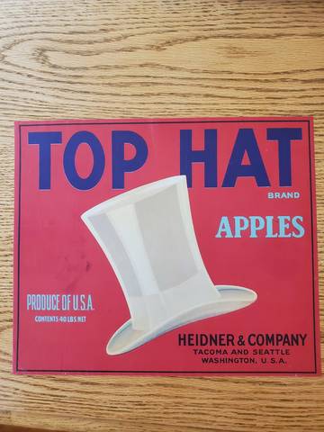 Top Hat Red no Litho Fruit Crate Label