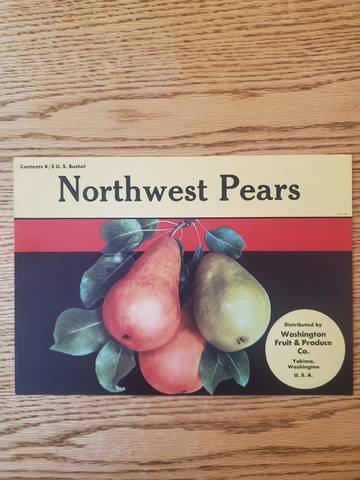 Northwest Pears WA Fruit Fruit Crate Label