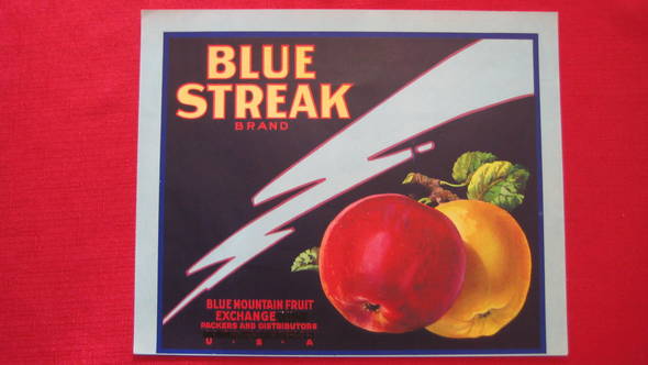 Blue Streak Fruit Crate Label