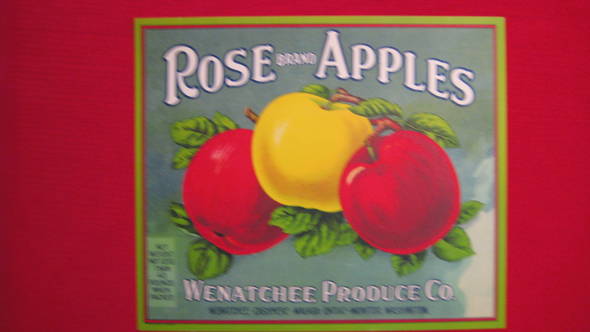 Rose Wenatchhe Produce Fruit Crate Label