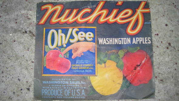 Nuchief Oh See Washington Sales Fruit Crate Label