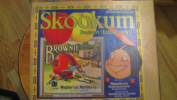 Skookum Brownie Wen Fruit Pesh Fruit Crate Label