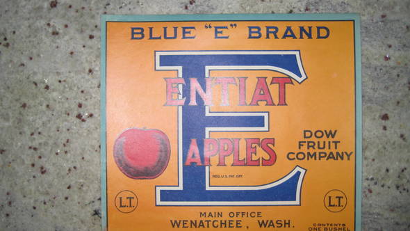 Blue E Entiat Apples Fruit Crate Label
