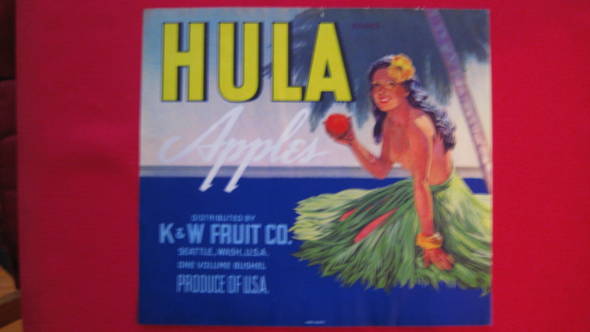 Hula K &W Fruit Crate Label