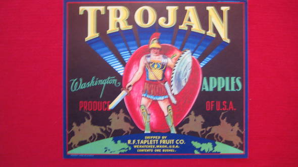 Trojan Fruit Crate Label