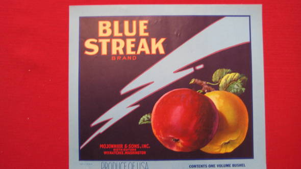 Blue Streak Fruit Crate Label