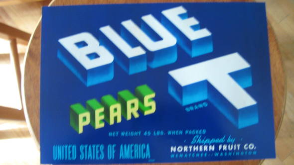 Blue T Fruit Crate Label