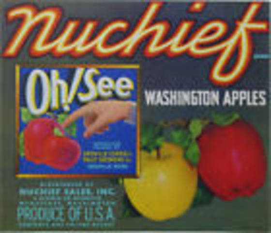 Nuchief Oh See Fruit Crate Label