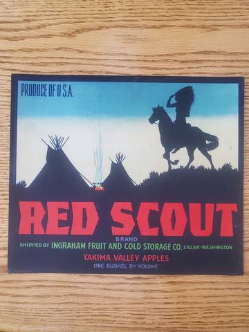 Red Scout Fruit Crate Label