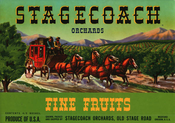 Stagecoach Fruit Crate Label