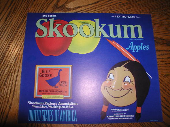 Skookum blue goose AFG Fruit Crate Label