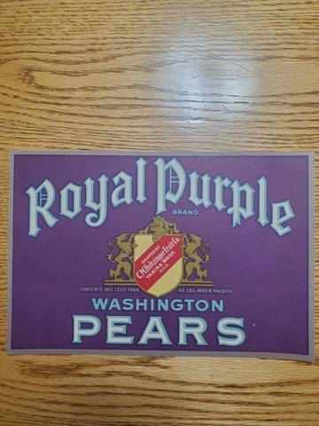 Royal Purple 42LBS No Produce Fruit Crate Label