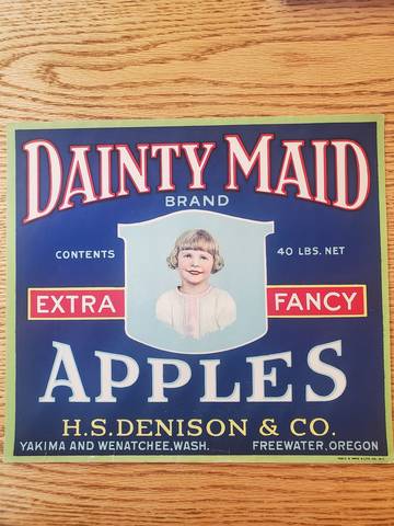 Dainty Maid Blue Border XF US Print Fruit Crate Label