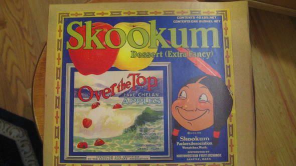 Skookum Over The Top XF,2 Weights Fruit Crate Label