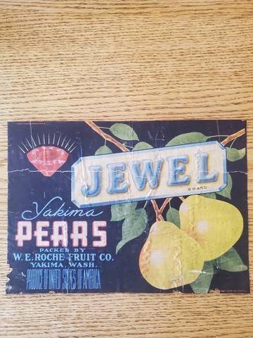 Jewel Yellow Pear W.E. Roche Fruit Fruit Crate Label