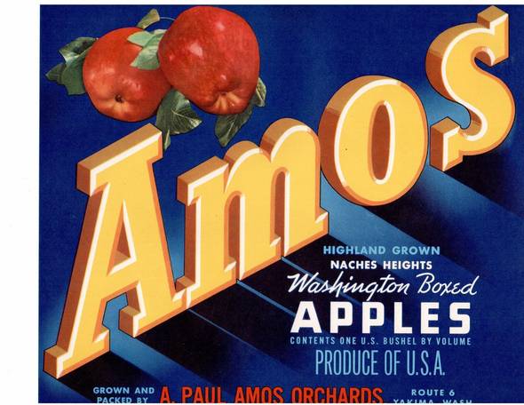 Amos Fruit Crate Label