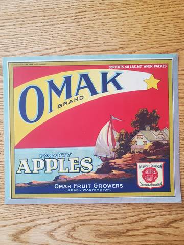 Wenoka Omak FCY Shield Fruit Crate Label