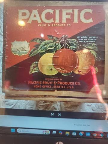 Pacific Red 40LBS Fruit Crate Label